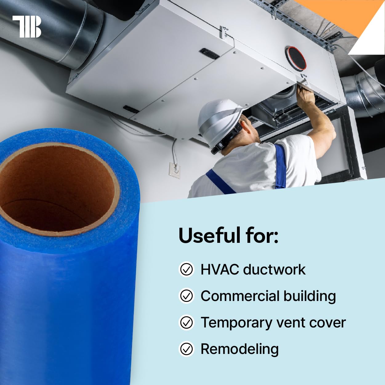 American-made TapeManBlue duct protection film emphasizes quality and durability.