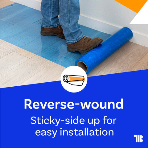 TapeManBlue moving-site protection shields floors during relocation tasks.