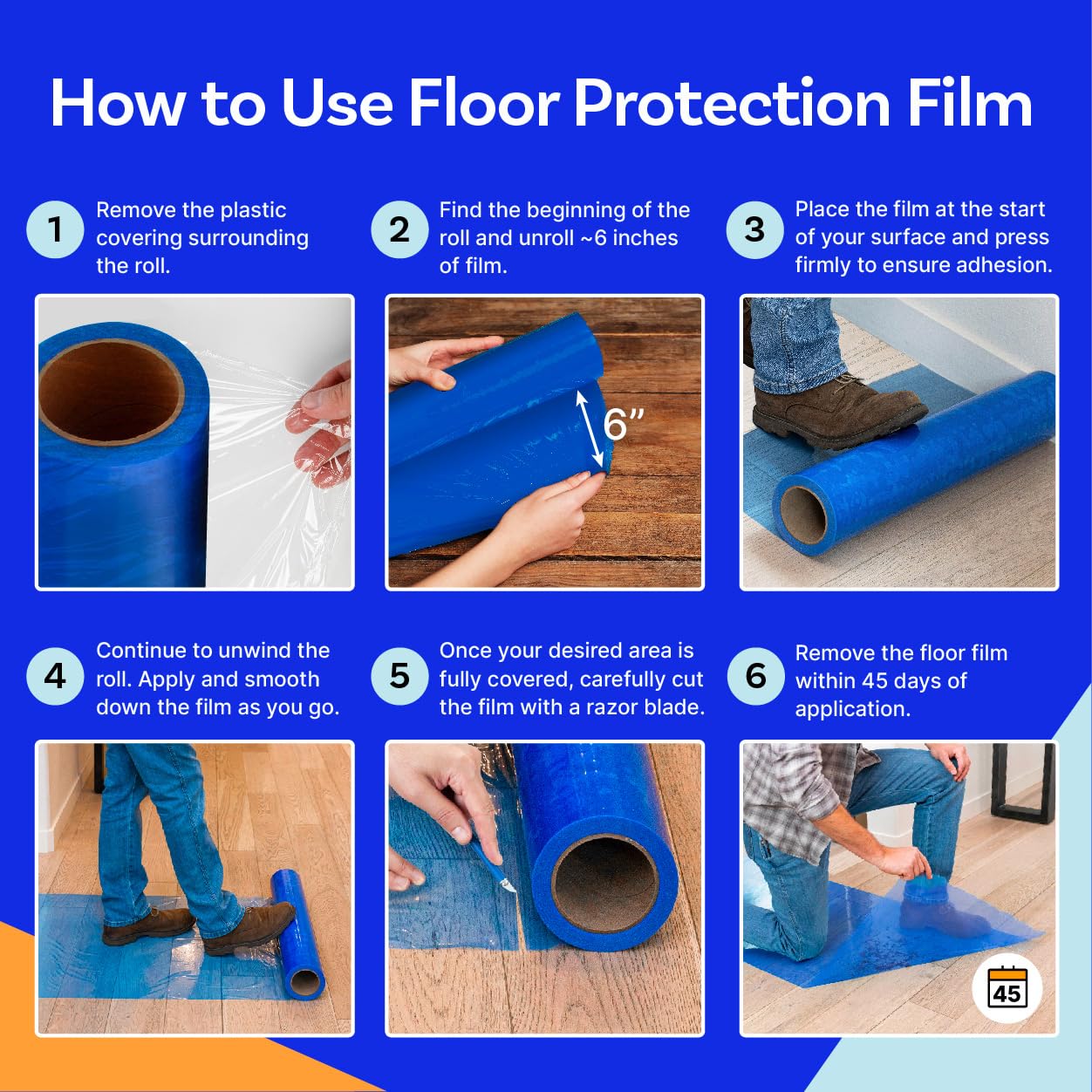 TapeManBlue tile and laminate protection film covers smooth surfaces reliably.