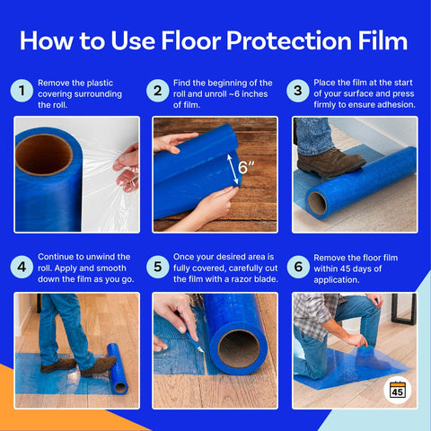 TapeManBlue tile and laminate protection film covers smooth surfaces reliably.