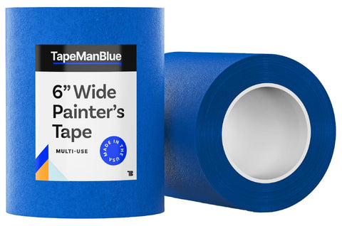 TapeManBlue wide tape for bed adhesion in 3D printing.