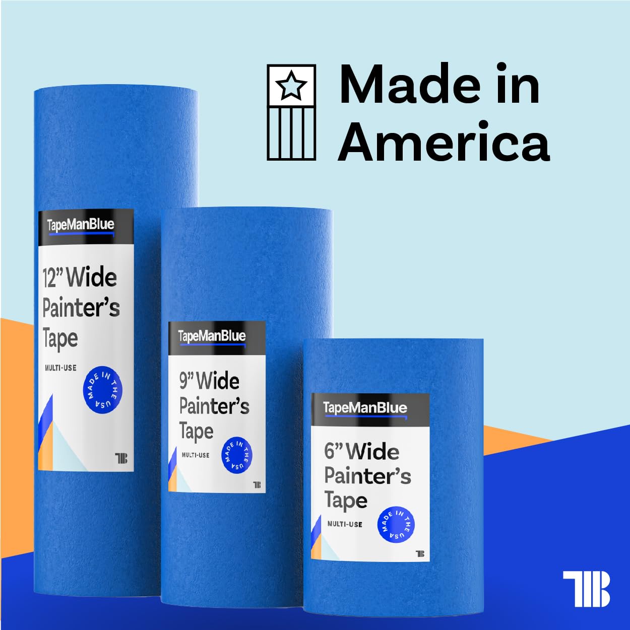TapeManBlue wide tape offers durable adhesion for extended projects.