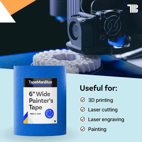 TapeManBlue wide tape used as laser masking for precise cuts.