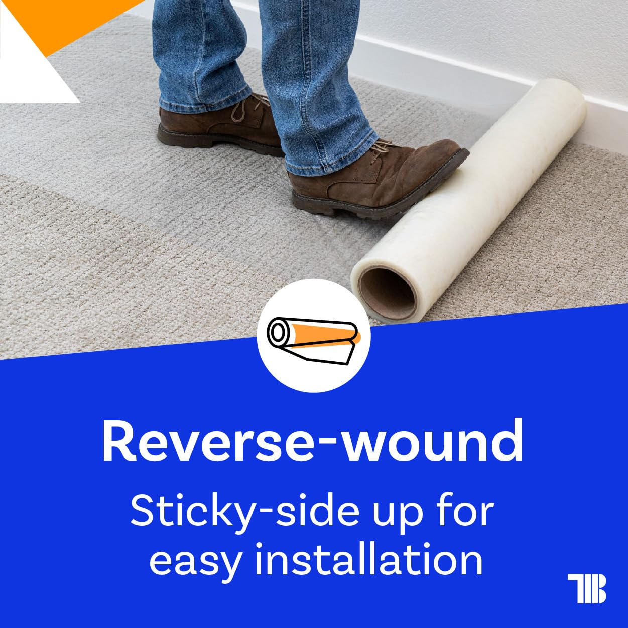TapeManBlue wide-roll cover provides up to 1000 sq ft of protection.