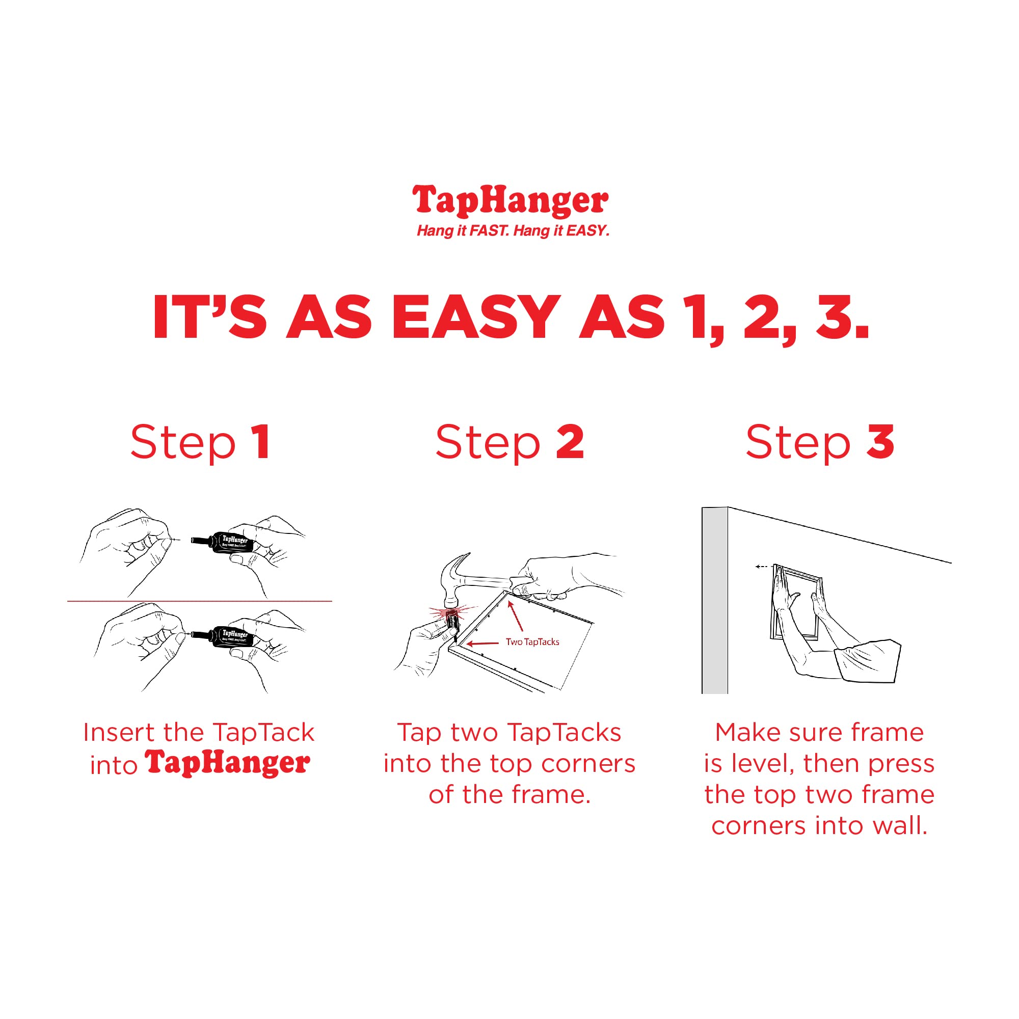 TapHanger contents include 80 TapTacks for up to 40 frames.