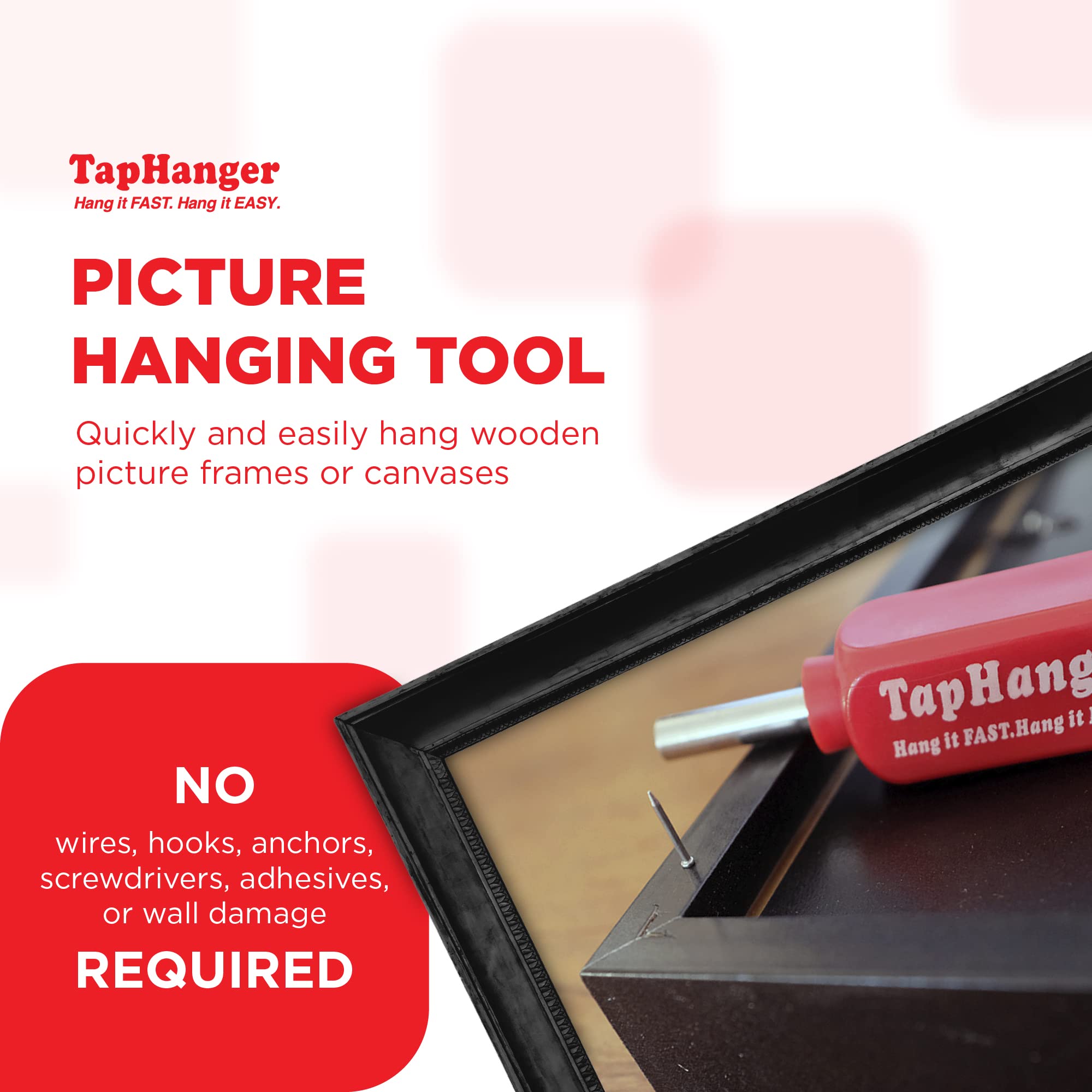 TapHanger TapTacks close-up showing two-pronged ends for secure hold.