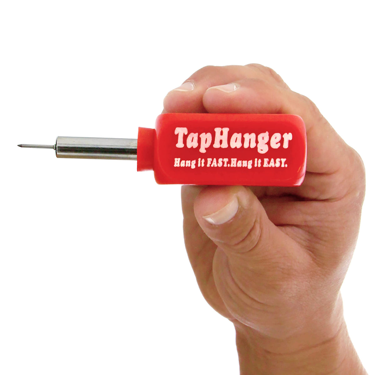TapHanger tool in hand ready to hang frames quickly.