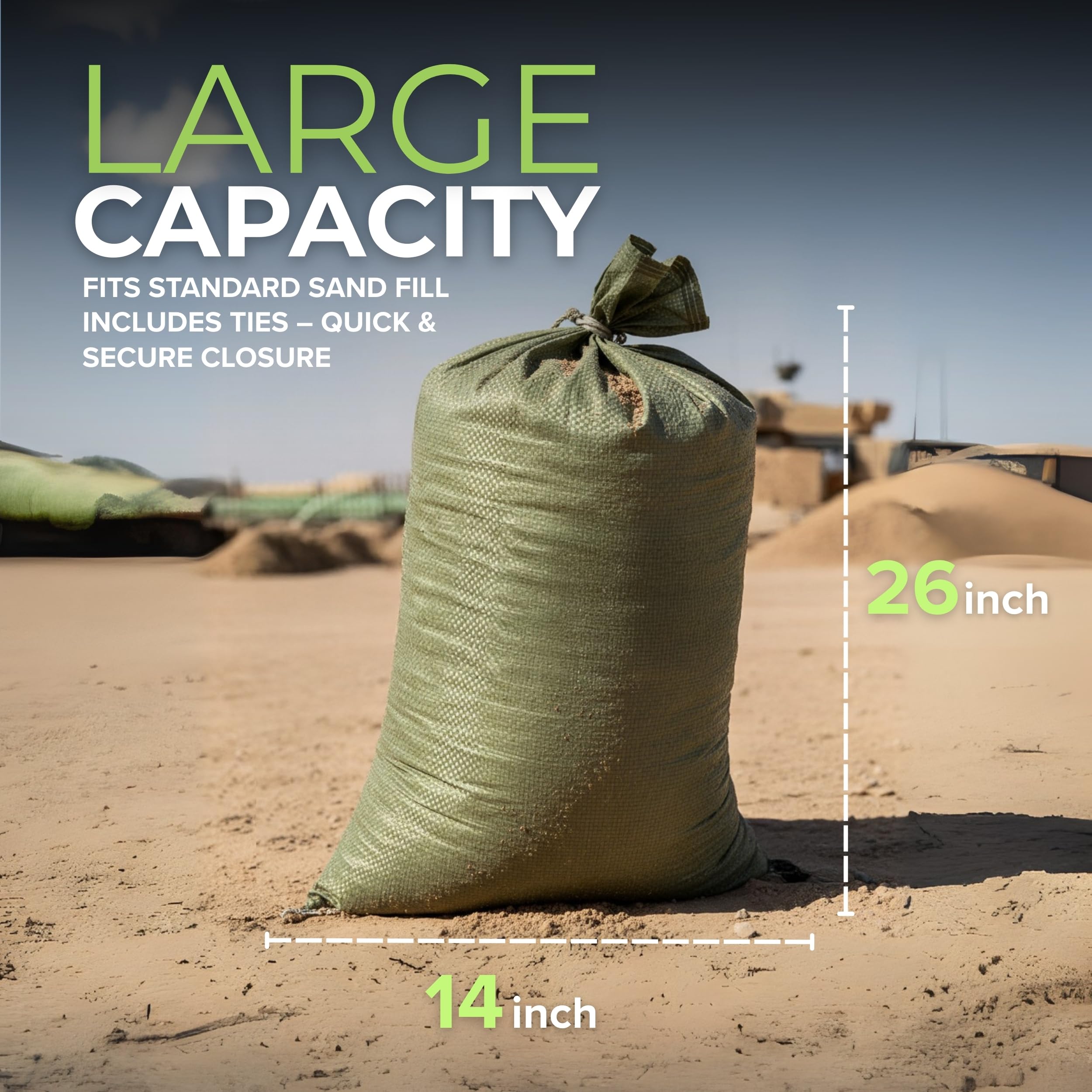 Tapix empty sandbags open bag showing ties for secure sealing