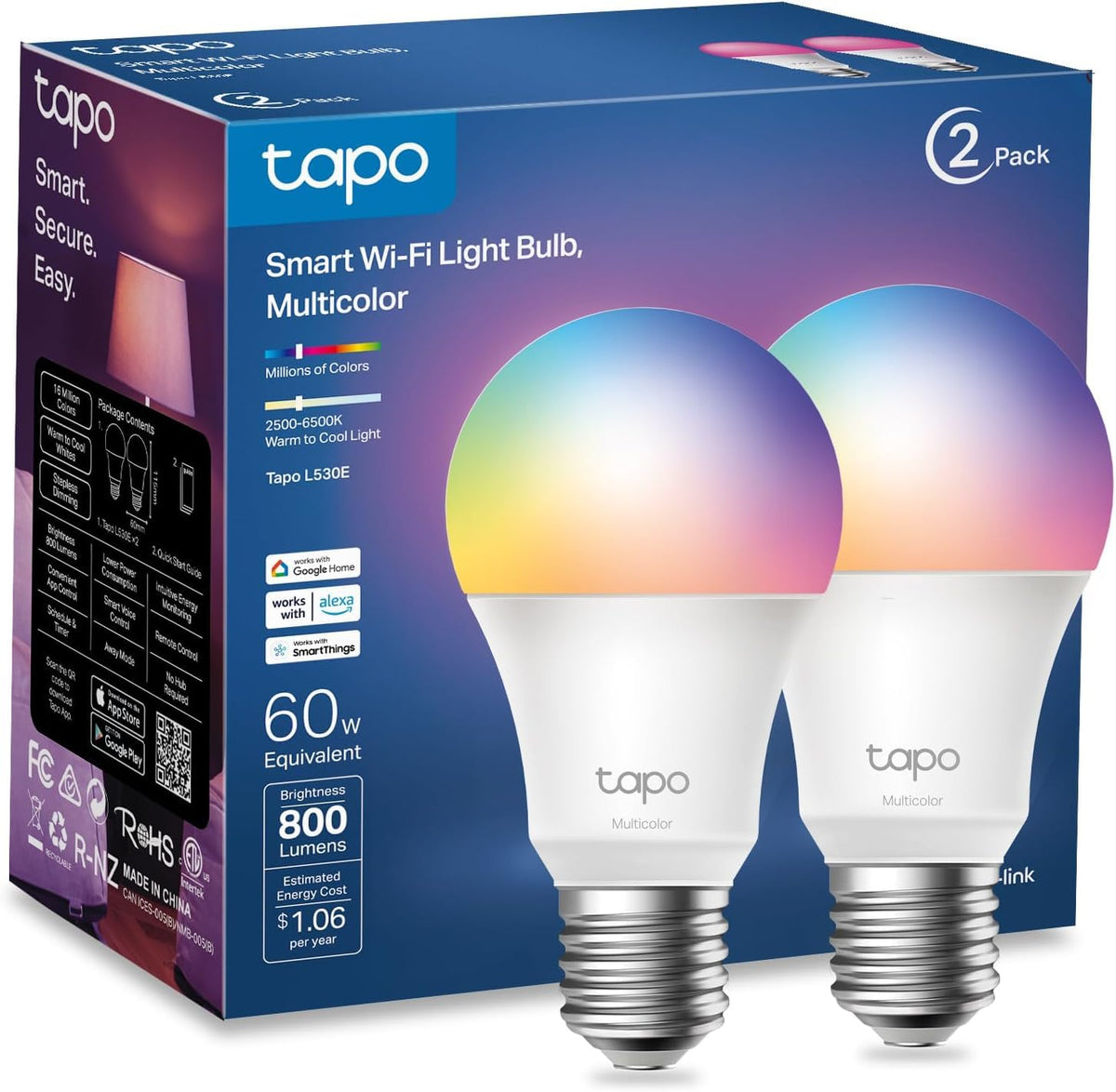 Tapo L530E 2-Pack front view for versatile mood lighting at home.