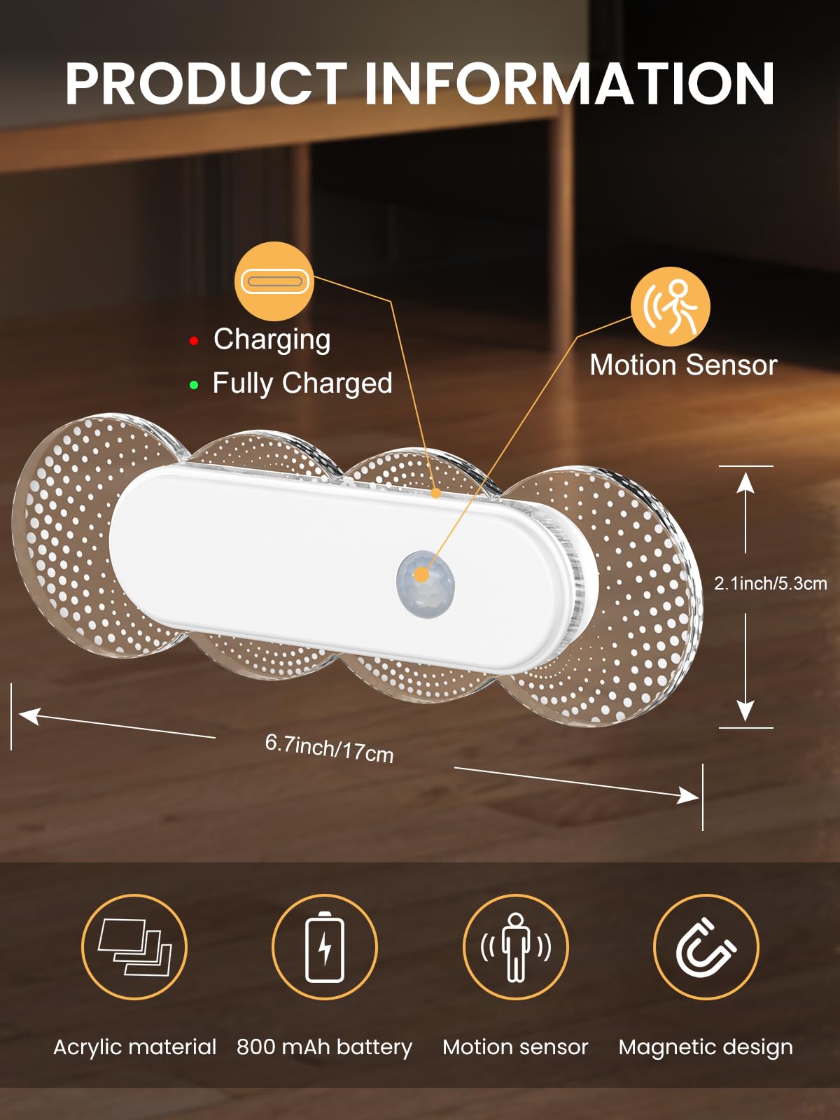 TAPTIM hallway night light with magnetic base for quick repositioning