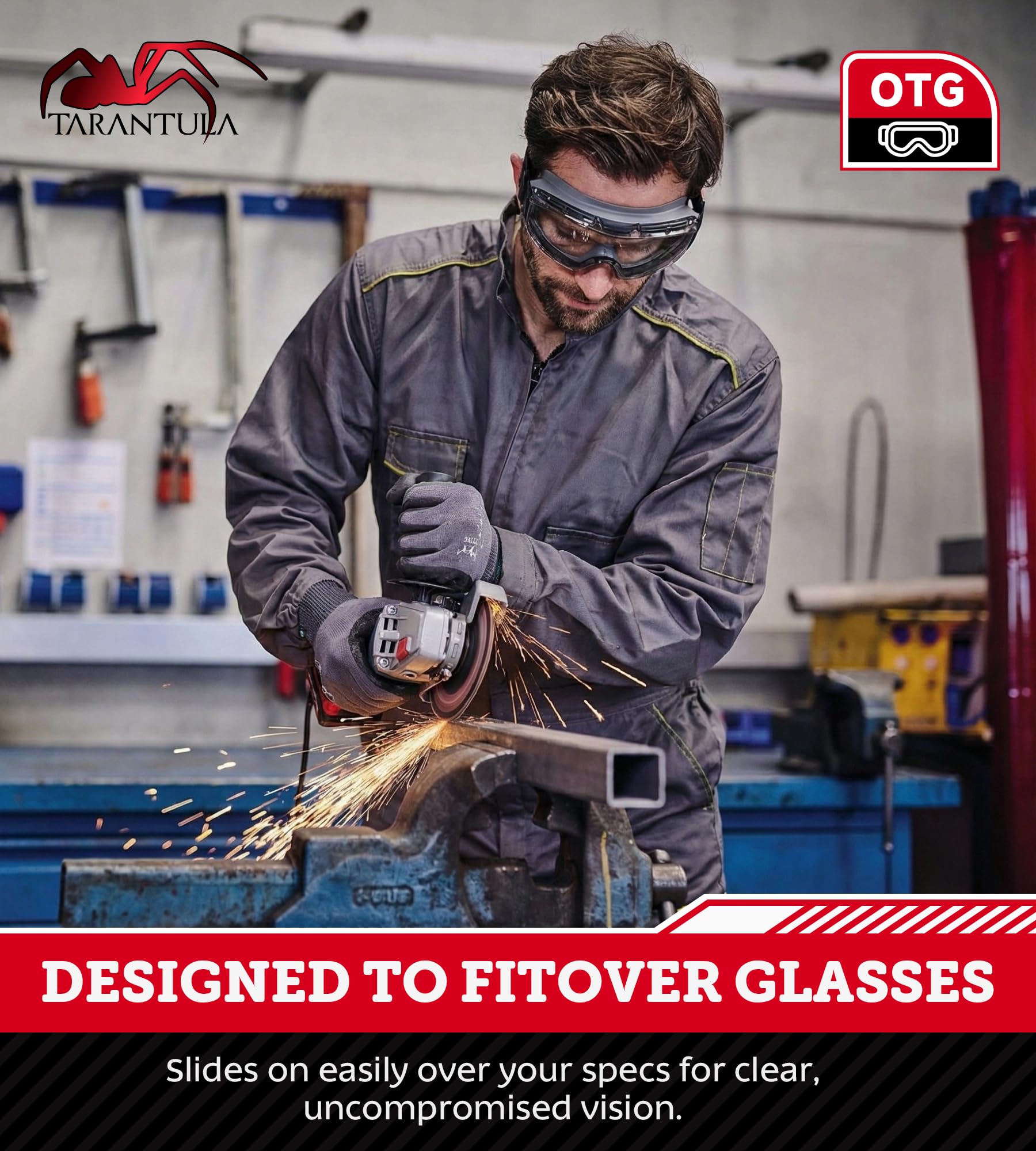 Tarantula ideal for lab work, woodworking, and DIY projects seeking reliable eye protection.