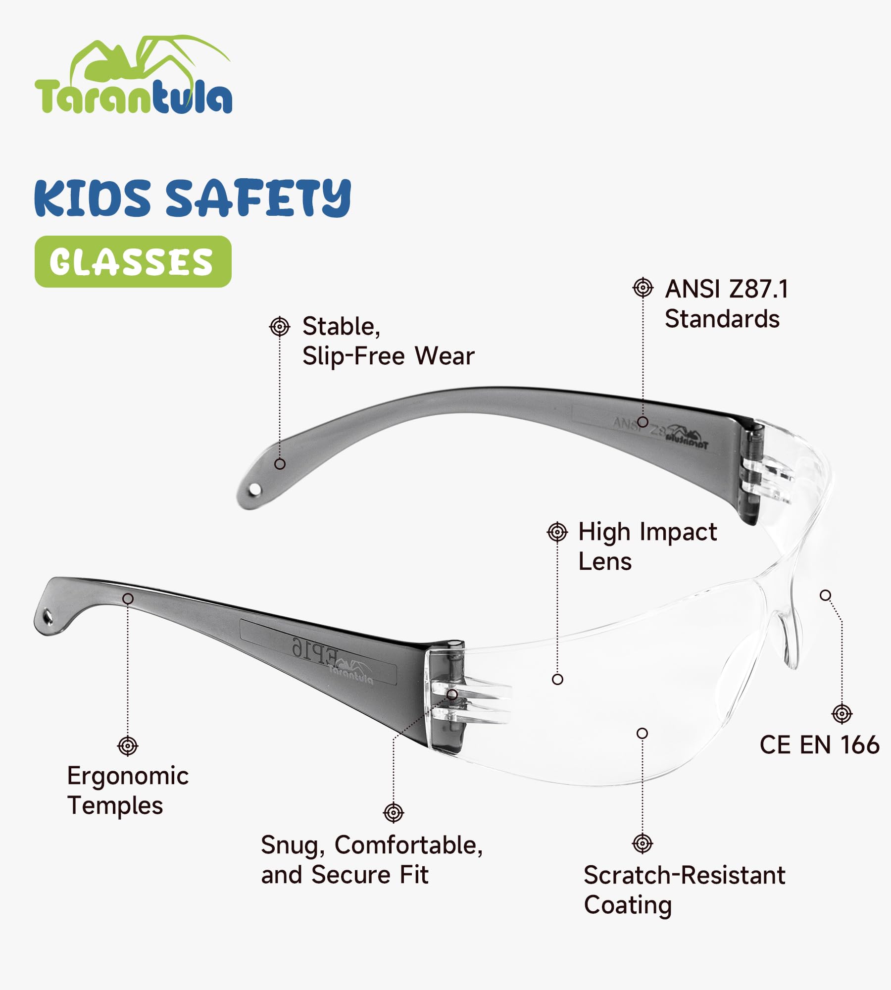 Tarantula UV protection on kid frames shields eyes during outdoor learning