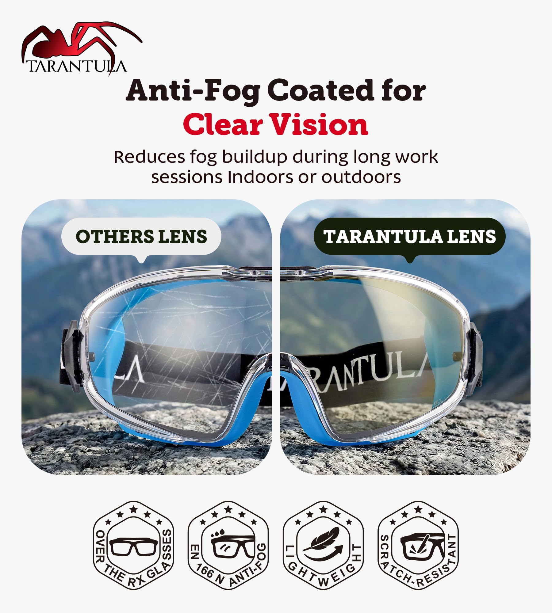 Tarantula UV380 blue lenses protect eyes from bright light