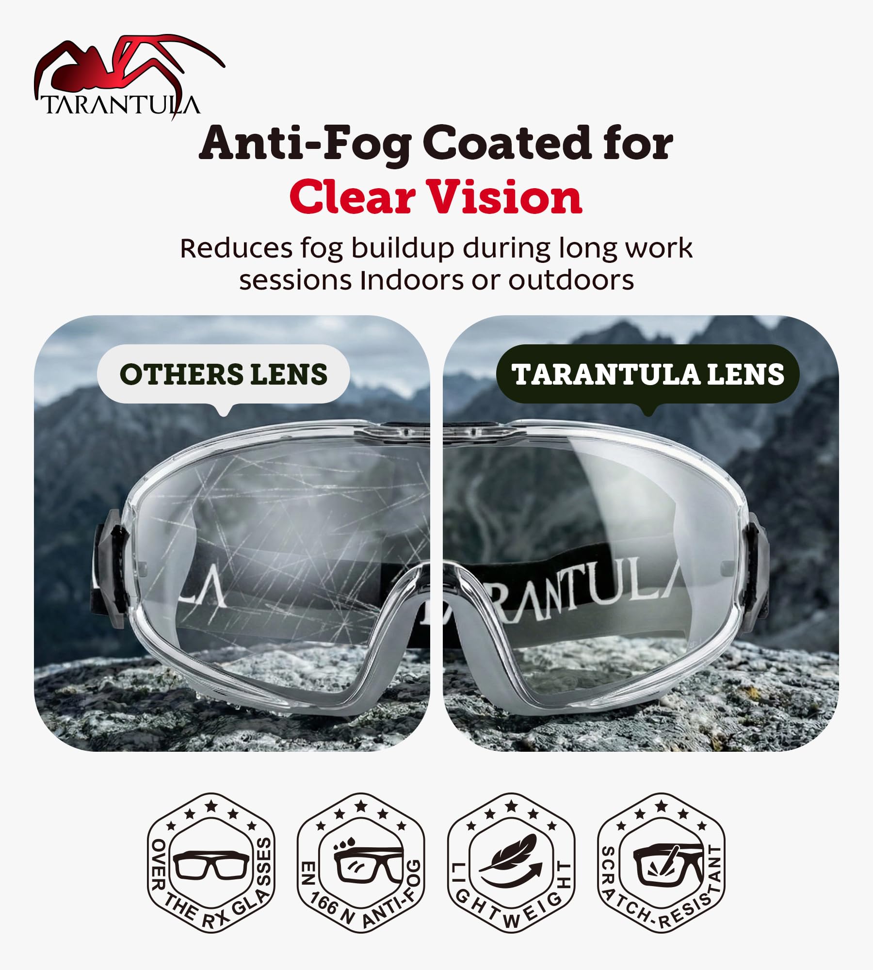 Tarantula wide panoramic view helps maintain situational awareness during precise tasks.