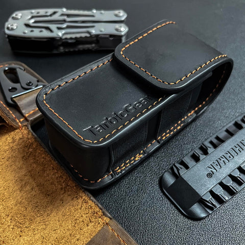 TarbicGear dark brown crazy horse leather finish adds durable, classic look.