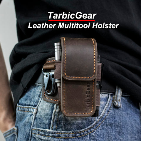 TarbicGear leather sheath with belt loop holds tools firmly.
