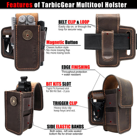 TarbicGear leather sheath highlights edge finishing for durability.