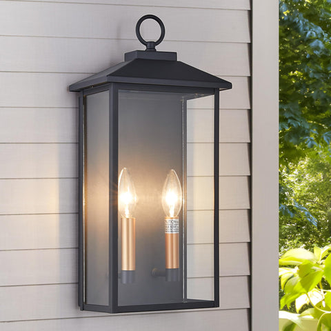 Tarentlight 18-inch wall light with clear glass adds modern curb appeal.