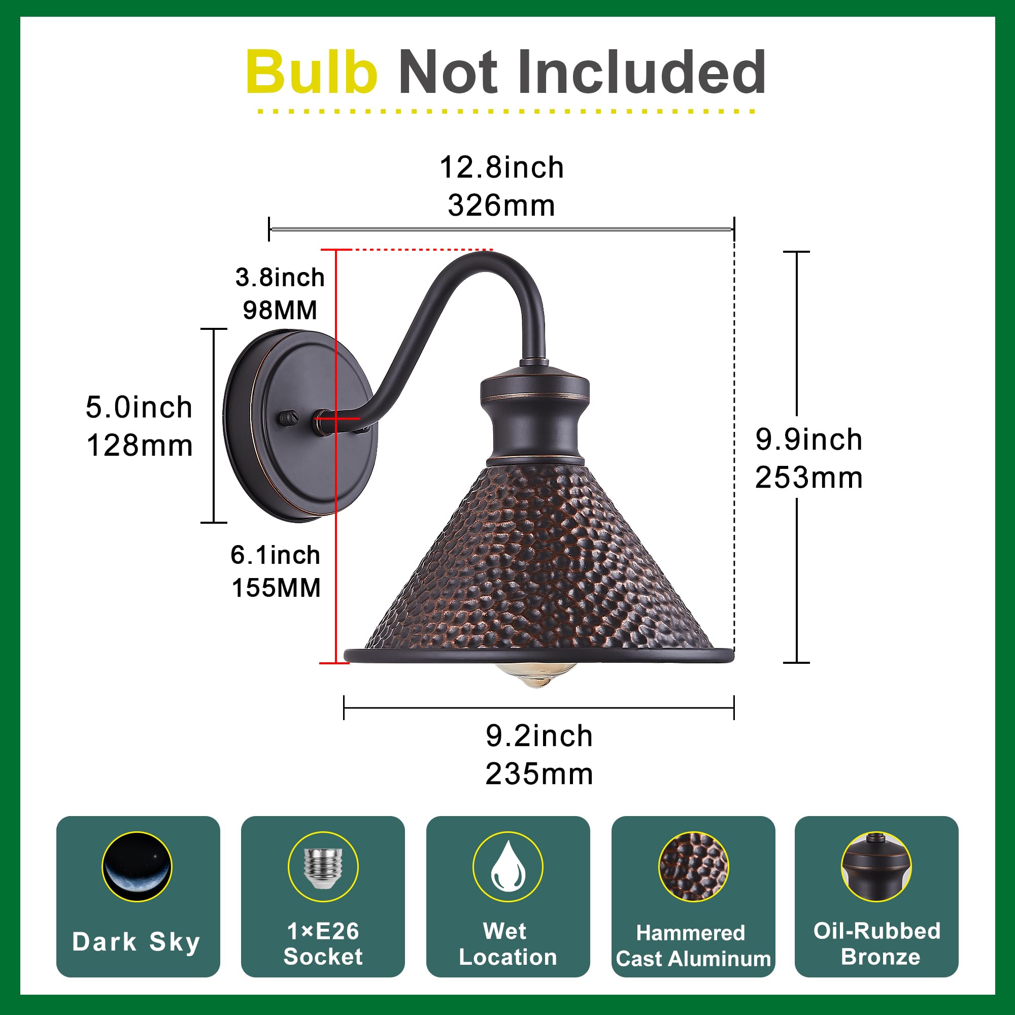 Tarentlight exterior sconce dimensions reveal compact bold presence