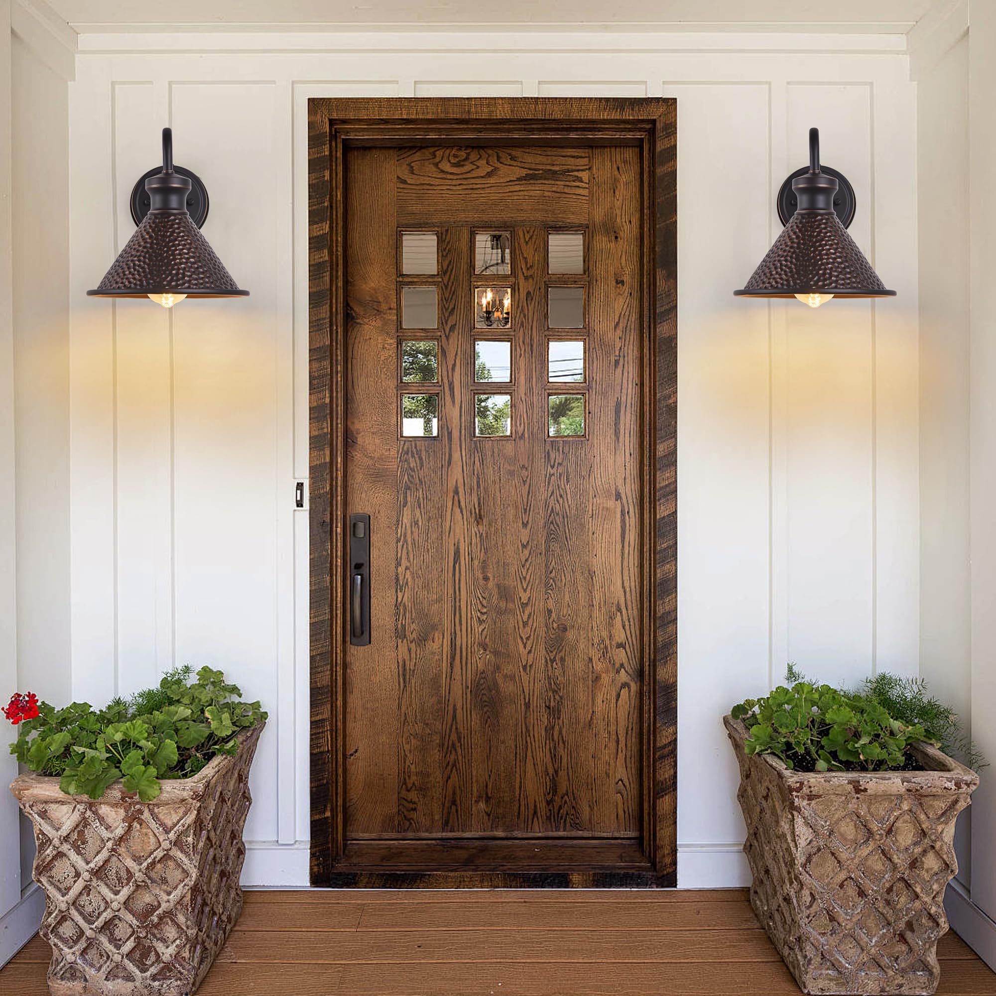 Tarentlight hammered aluminum shade closeup shows rugged, weather-ready aesthetics