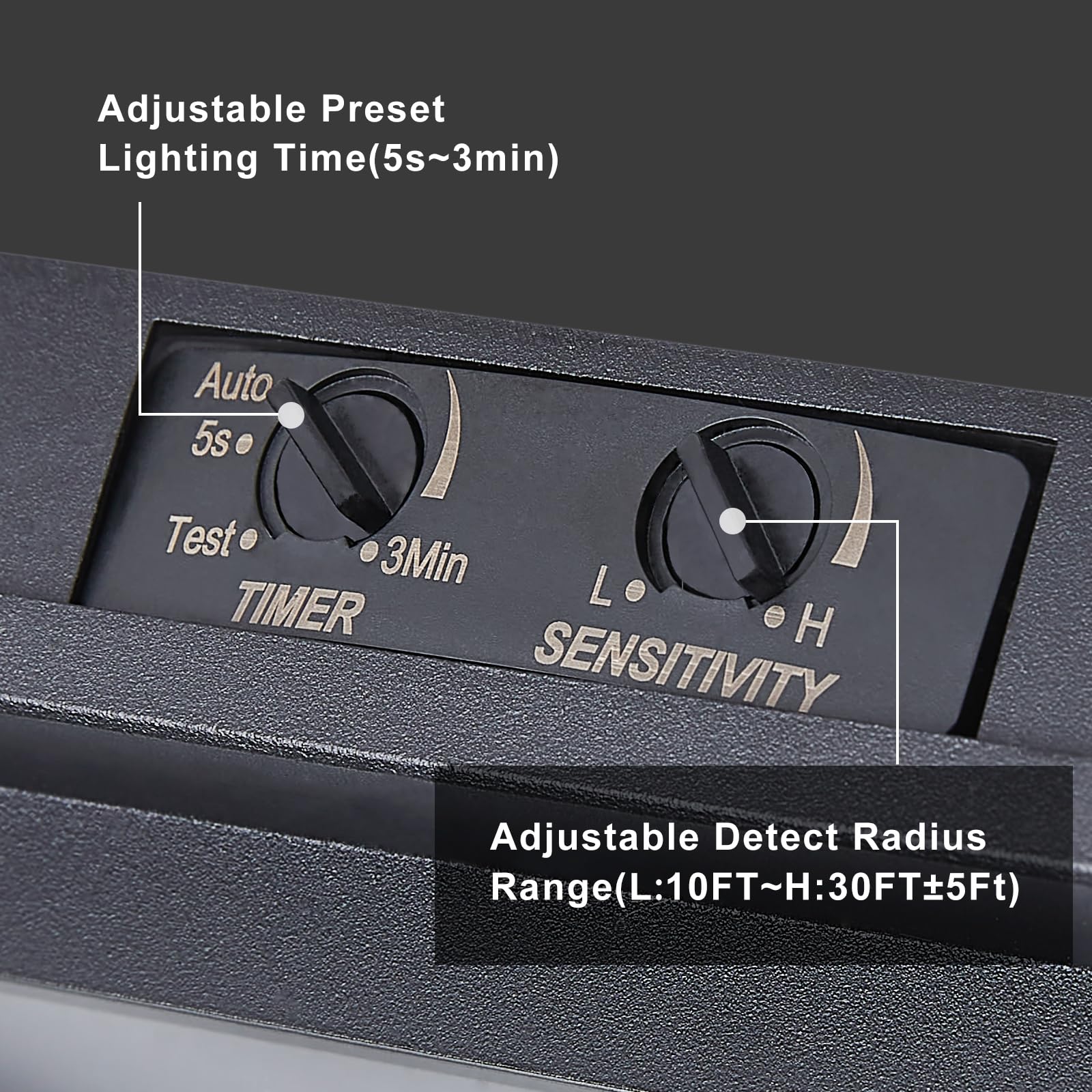 Tarentlight textured black finish complements modern exterior architecture.