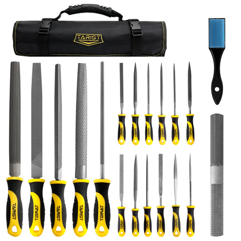 Tarist 19-piece file set in a tool bag for metalwork precision
