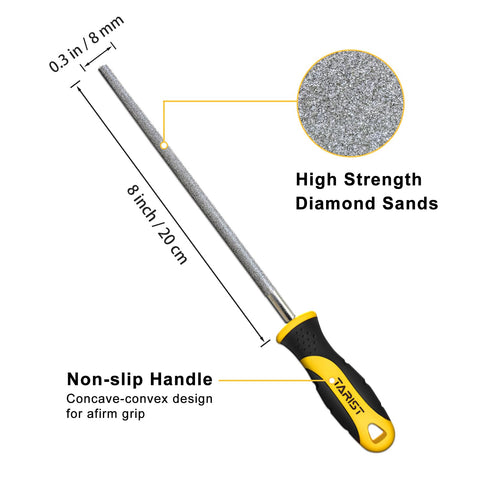 TARIST Diamond File Set durable-steel-base emphasizes longevity.