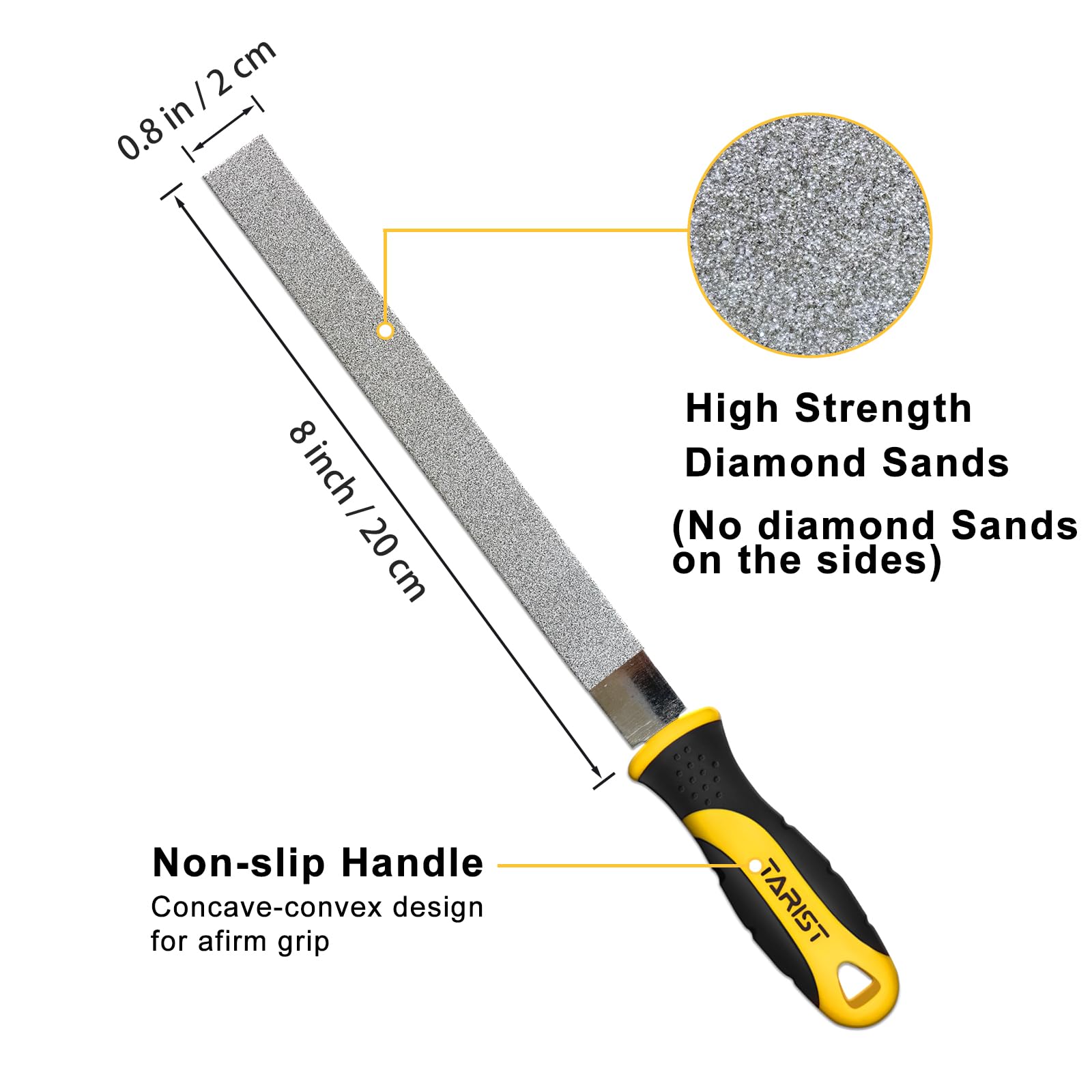 TARIST Diamond File Set half-round 8-inch for edge shaping.