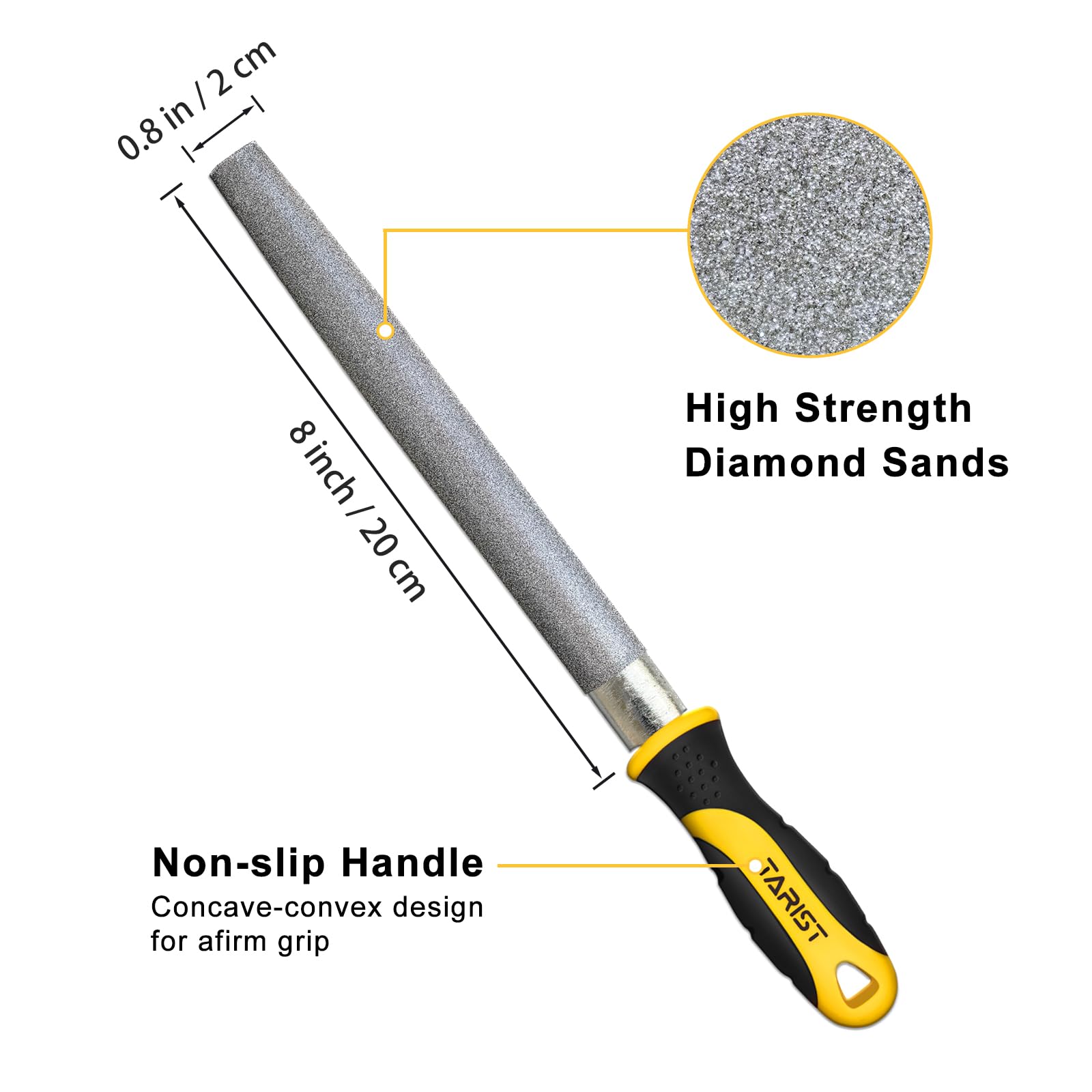 TARIST Diamond File Set round 8-inch for smooth edge blending.
