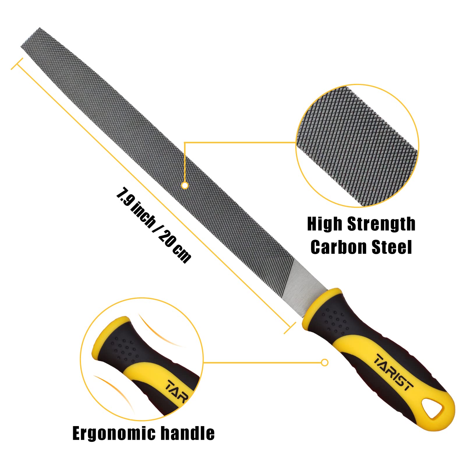 Tarist metal file set half-round file for contouring edges and curves