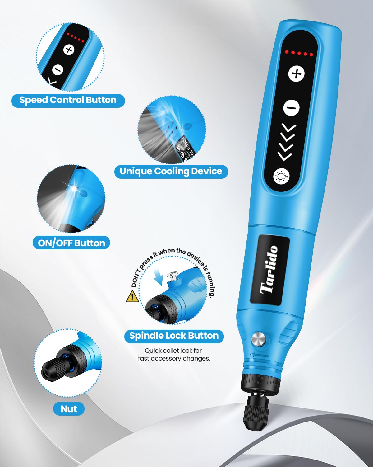 Tarlido cordless rotary tool on charge ready for reliable cordless operation.