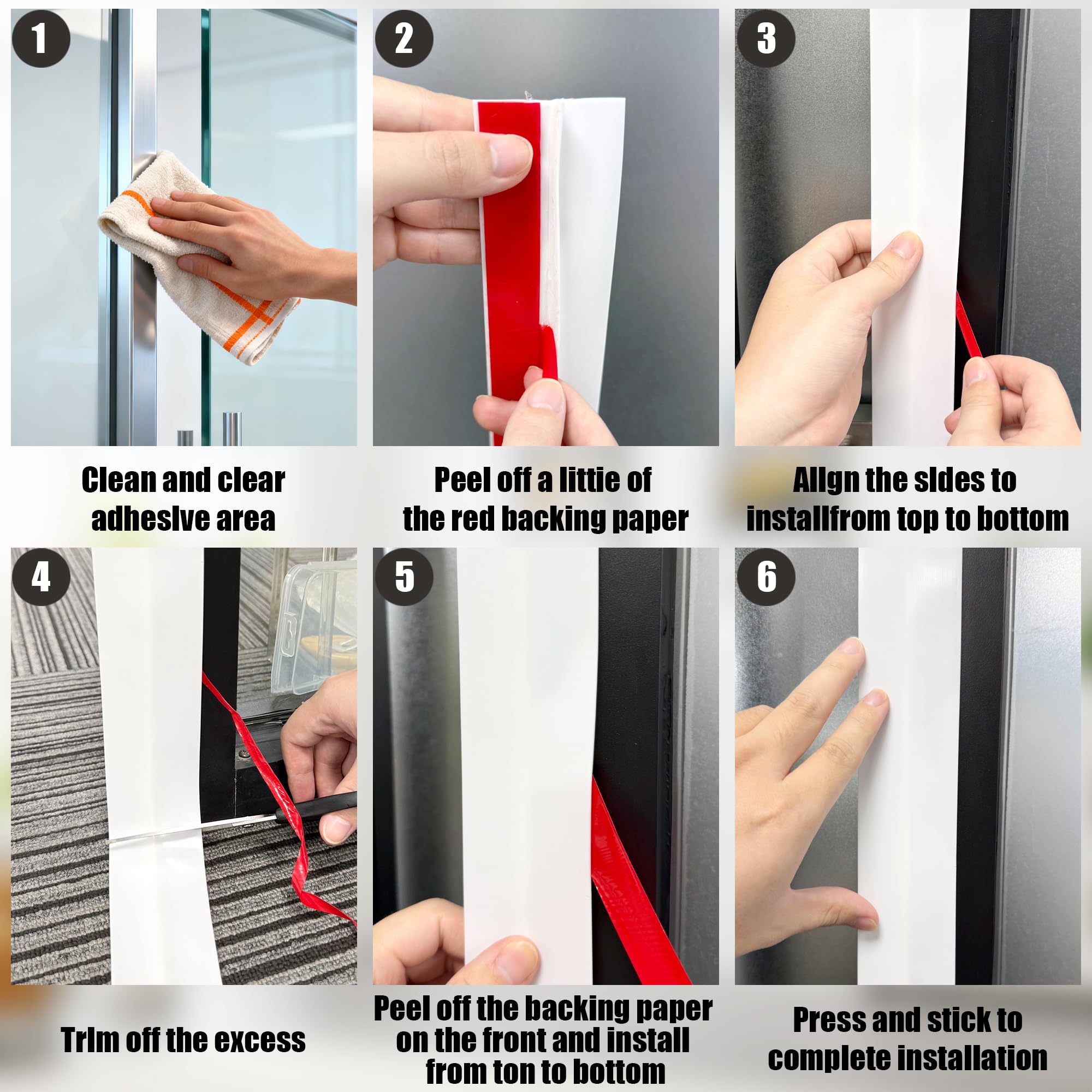 TAROSE silicone seal on frameless glass door.