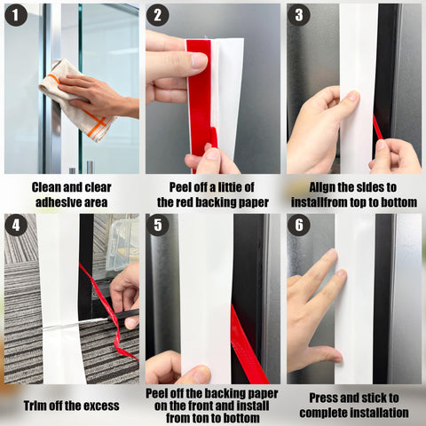TAROSE silicone seal on frameless glass door.