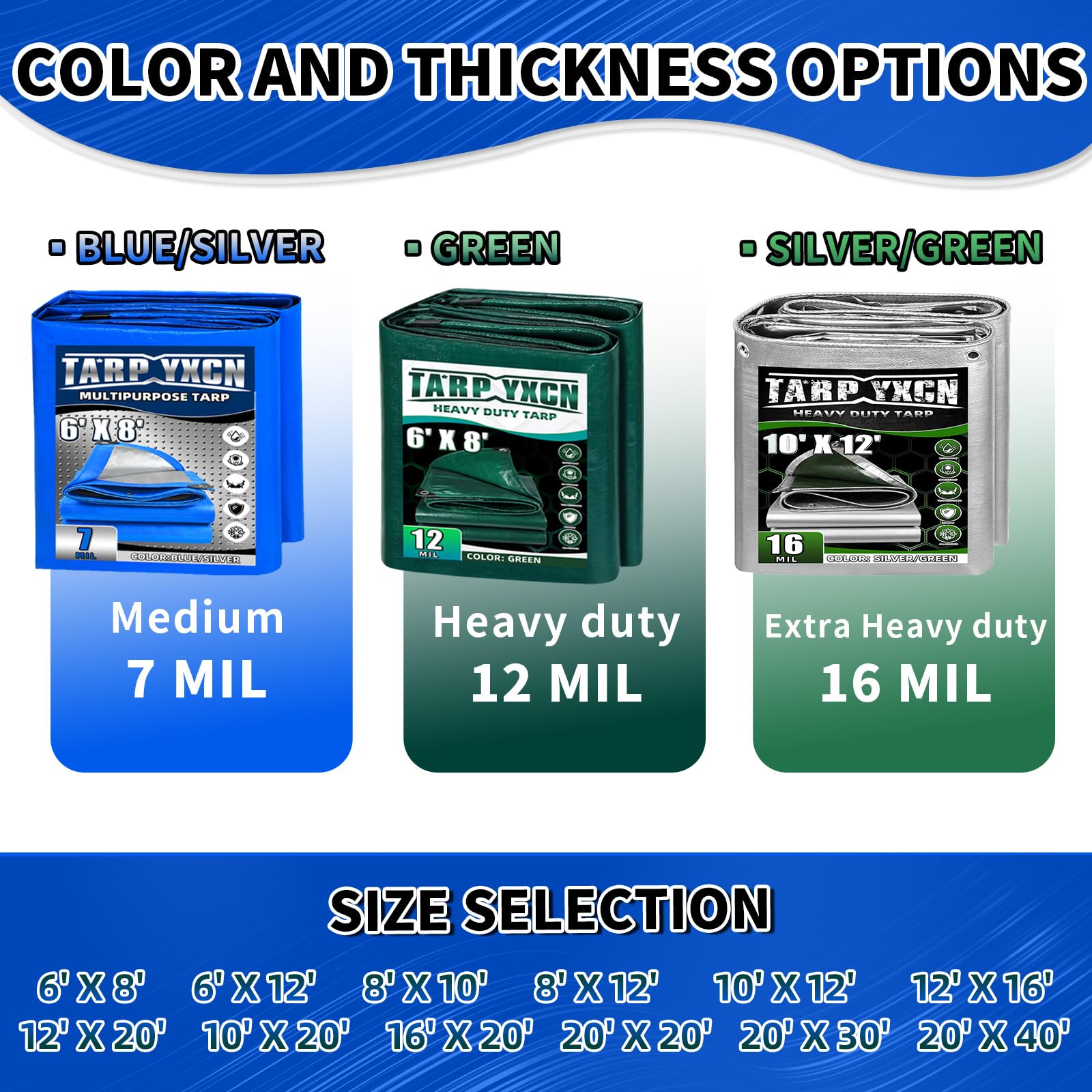 TA*RP YXCN tarp metal grommets every 20 inches for secure tie-downs