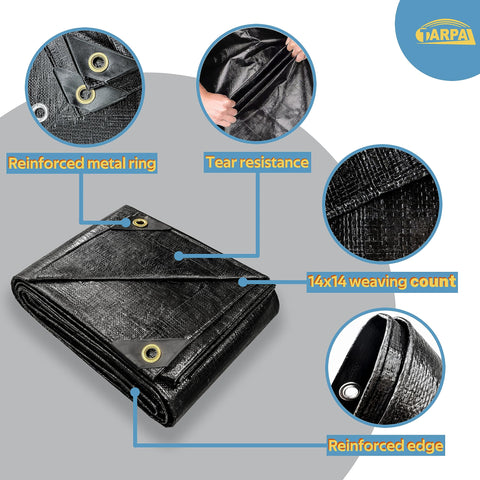 TARPAL 14mil polyethylene tarp provides rugged waterproof protection.