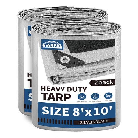 TARPAL 8x10 silver tarp ready to shield outdoor gear from rain