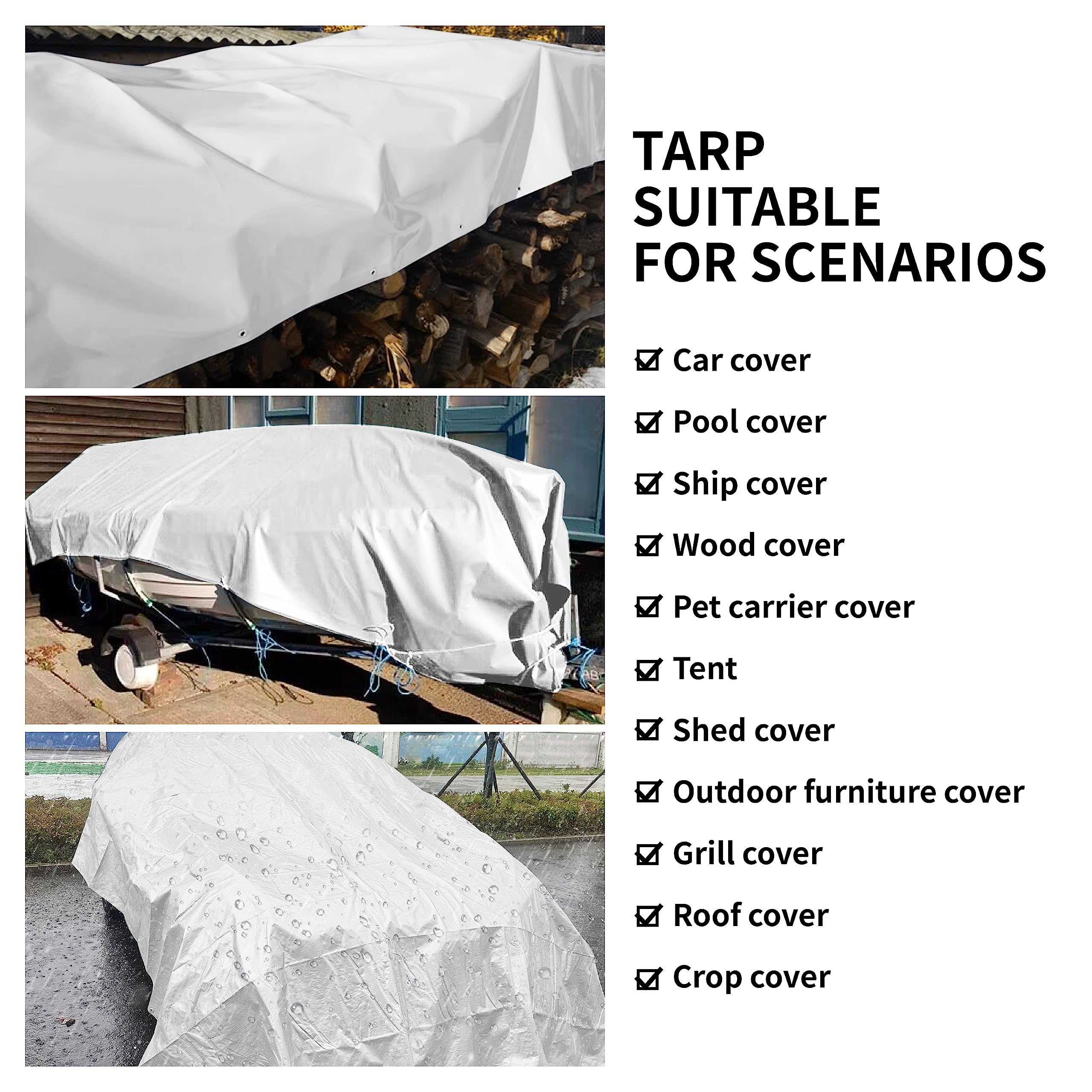 Tarpal boat and trailer cover tarp protecting equipment during transport.
