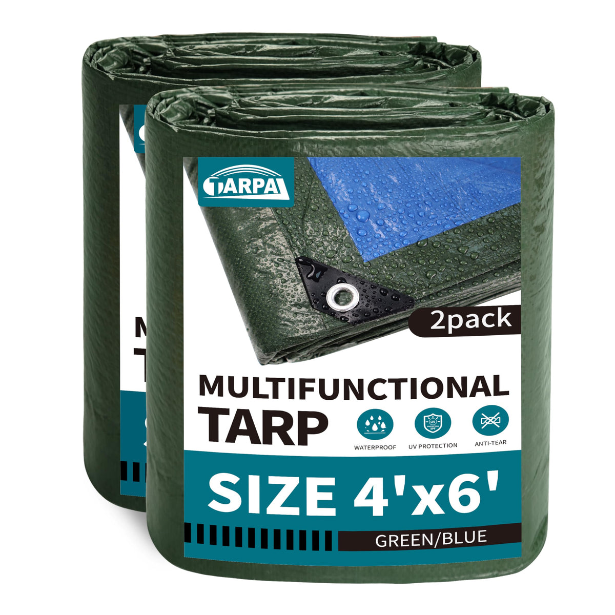 TARPAL green 4x6 tarp folded for quick outdoor protection