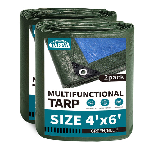 TARPAL green 4x6 tarp folded for quick outdoor protection