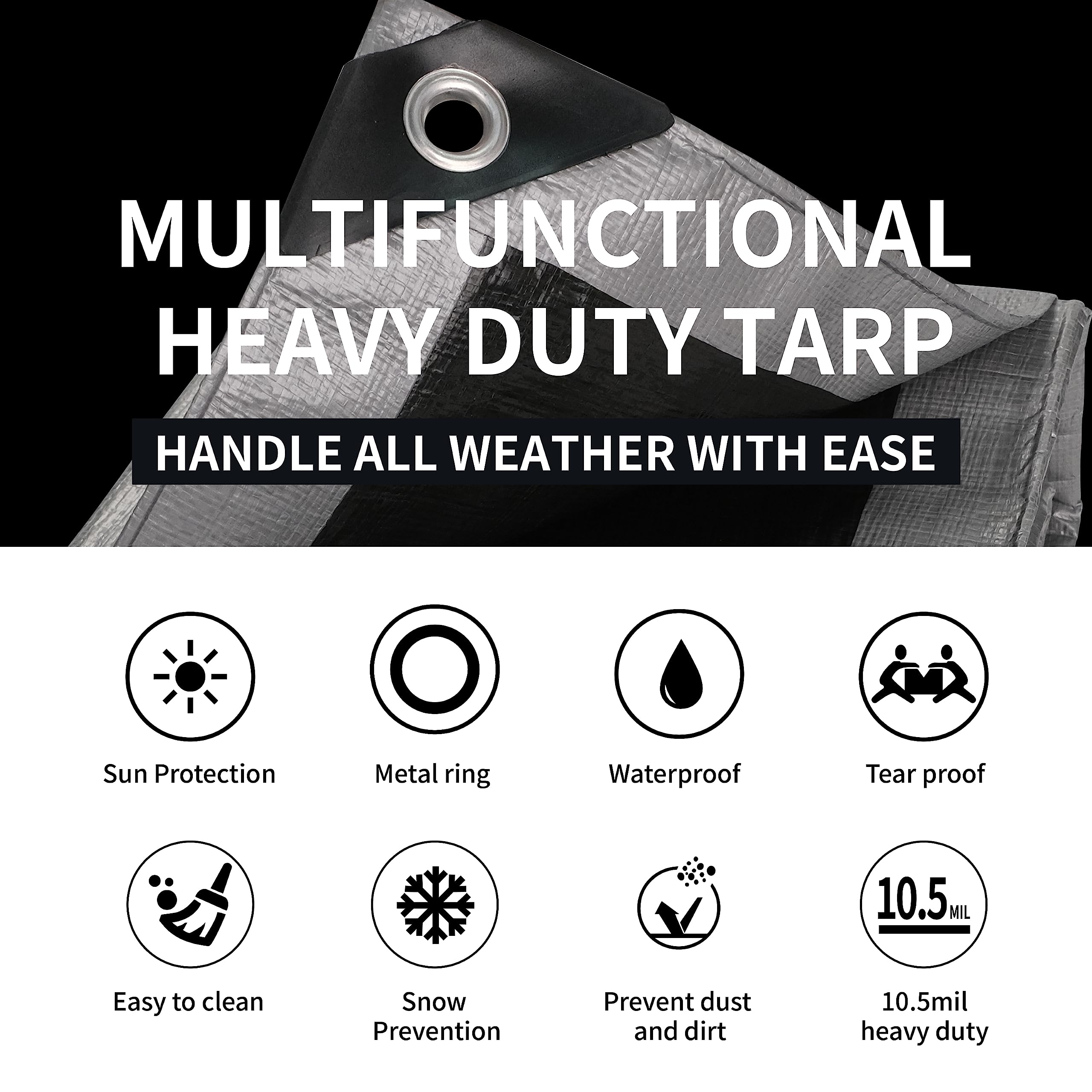 TARPAL 4x6 tarp offers waterproof coverage for outdoor furniture and tools.