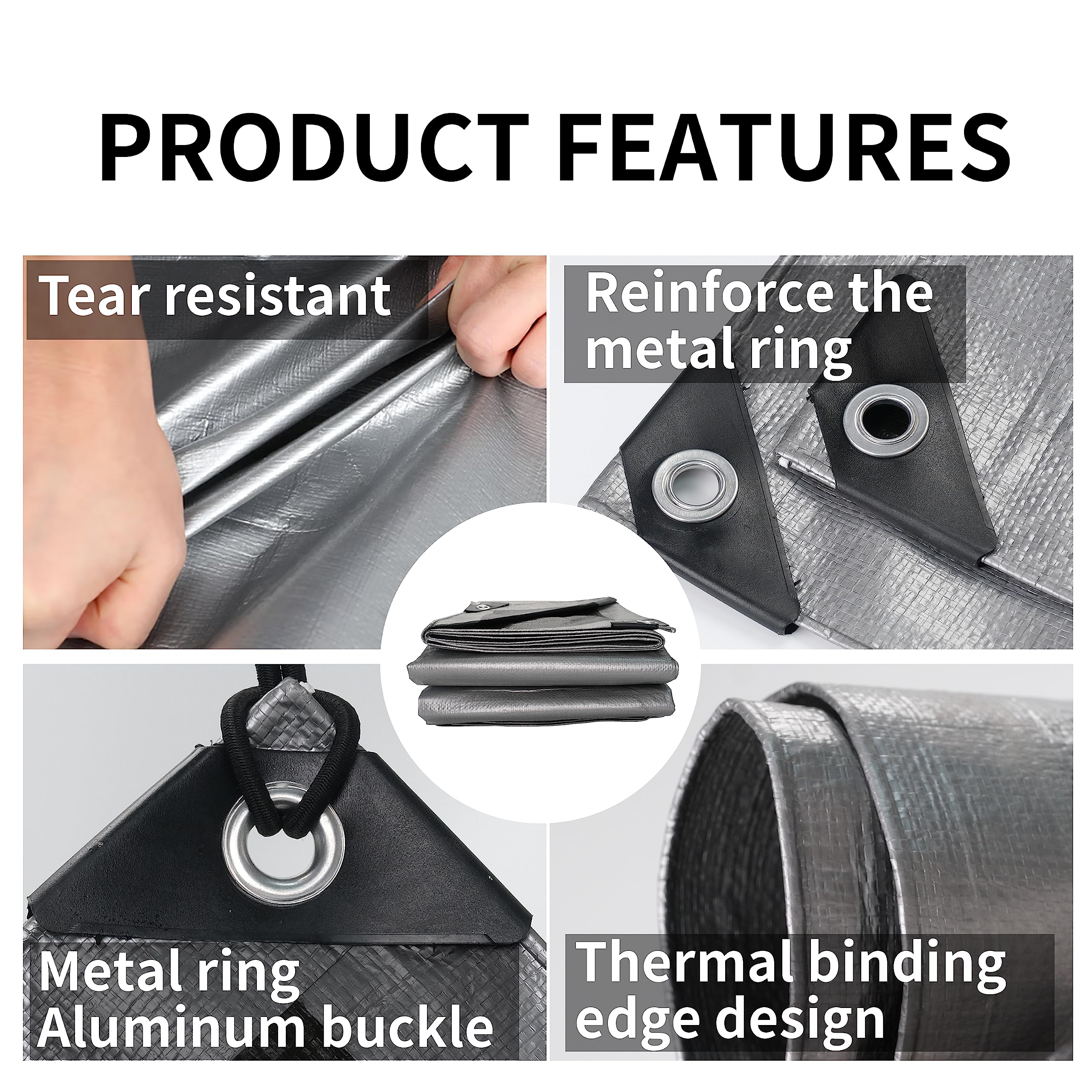 Durable tarp ideal for outdoor use on furniture, sheds, vehicles.