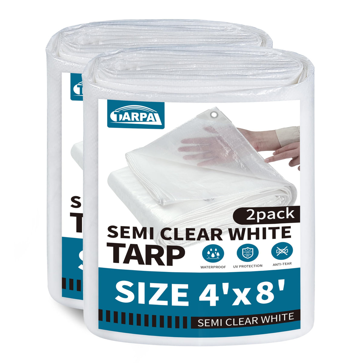 TARPAL semi-clear tarp 4x8 cover lets light in while protecting garden areas.