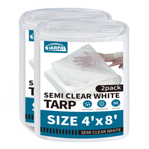 TARPAL semi-clear tarp 4x8 cover lets light in while protecting garden areas.