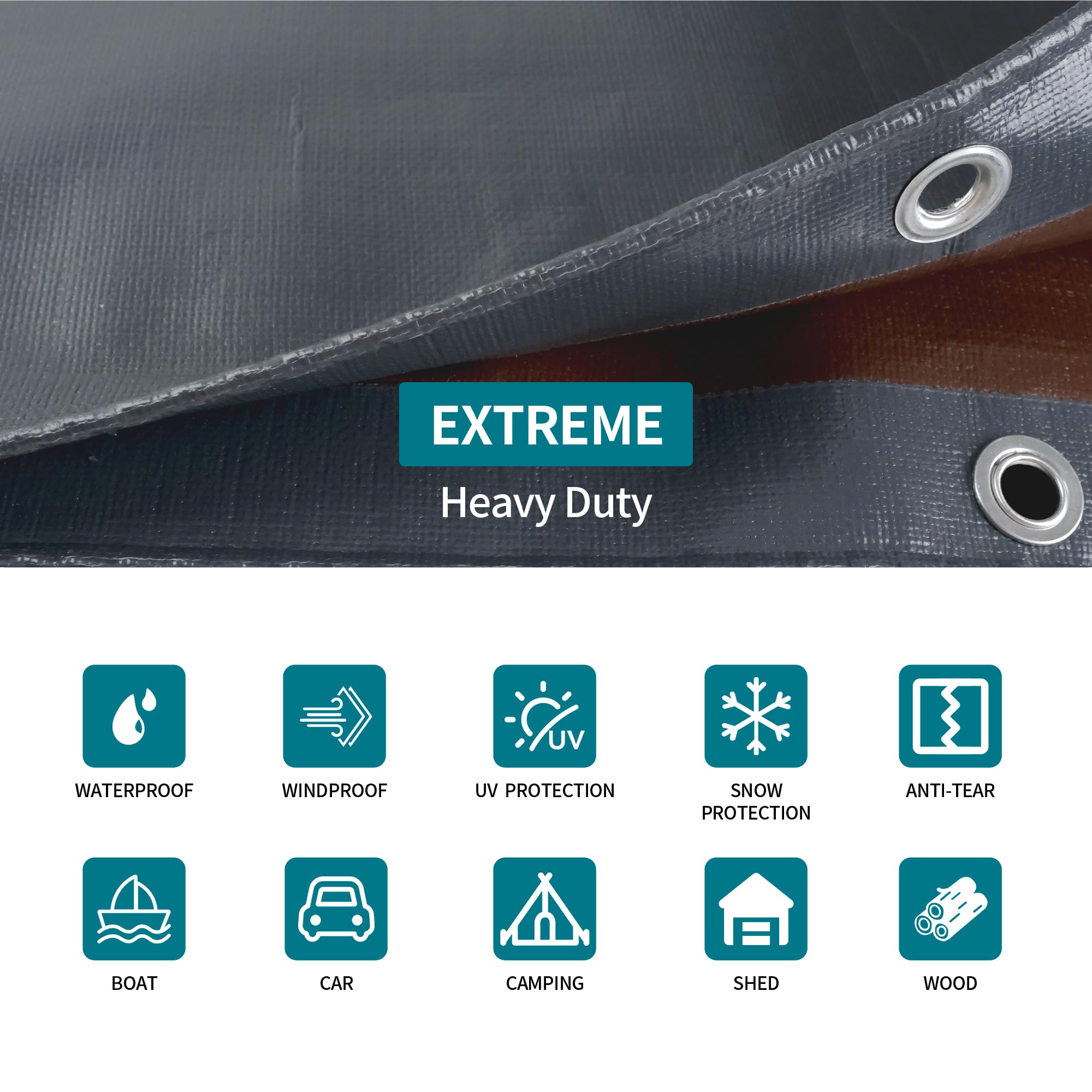 TARPAL 20mil thick tarp demonstrates durability and rugged weather resistance.