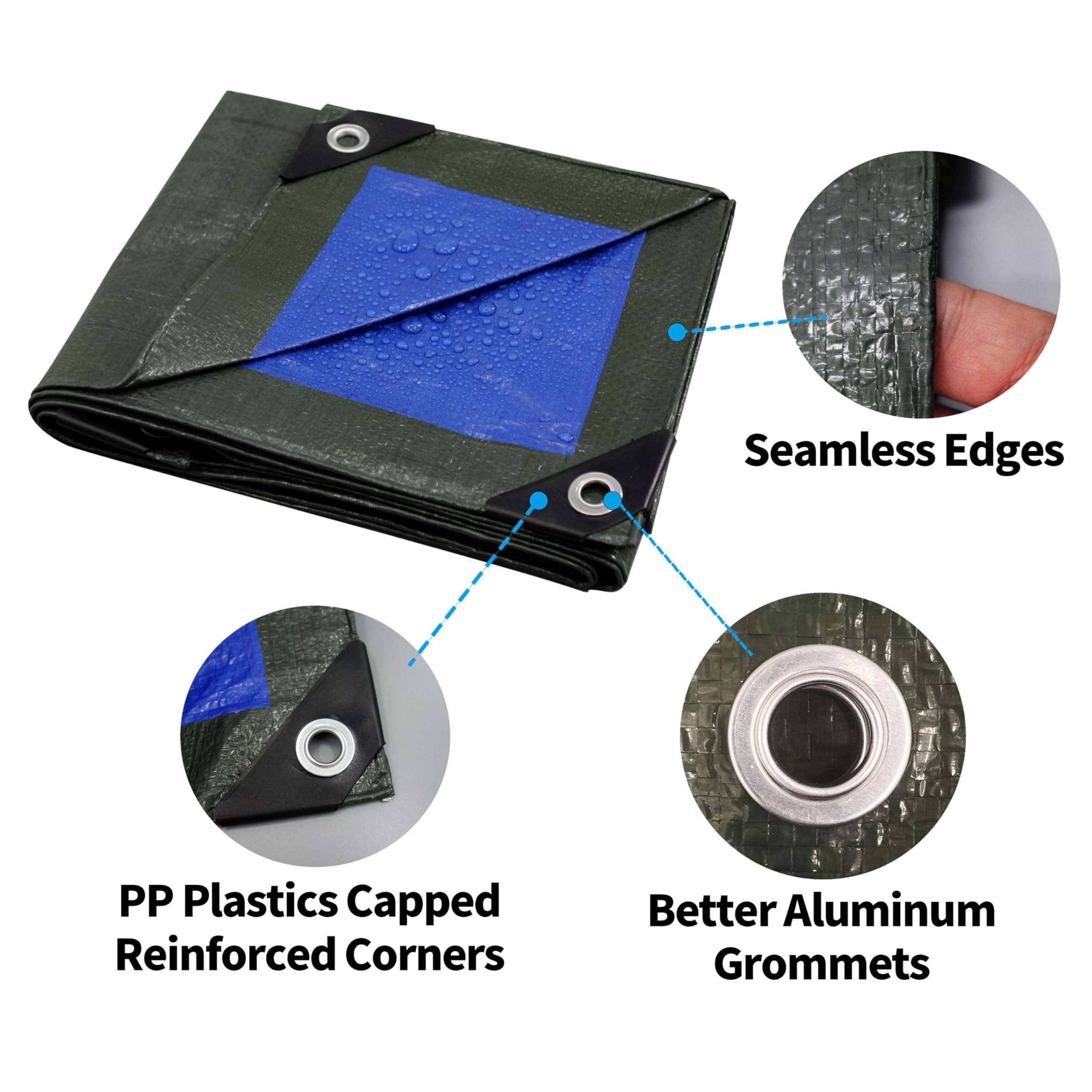 TARPAL tarp with reinforced edges and metal grommets