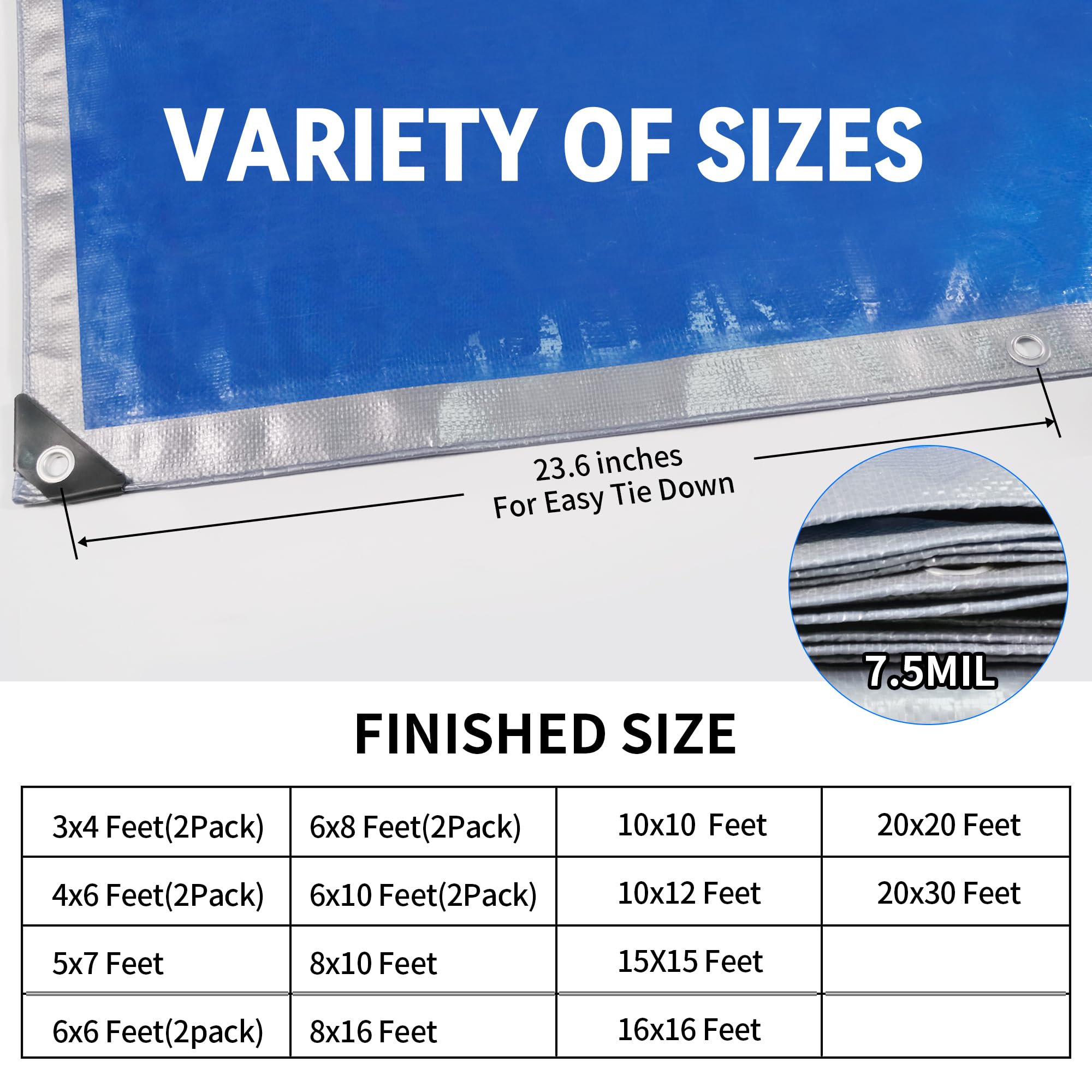 TARPAL silver-blue tarp ready for outdoor covers of furniture and gear
