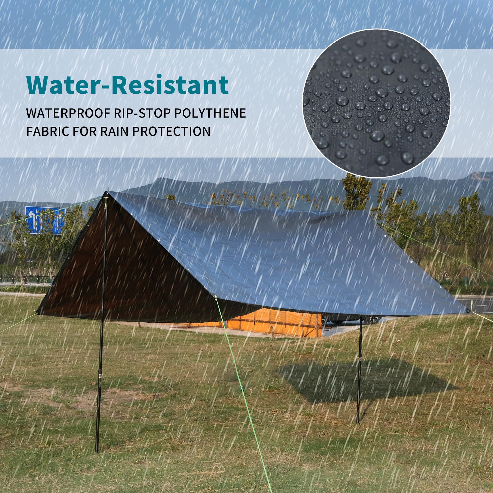 Tarpal tarp UV protection guards gear from sun damage.