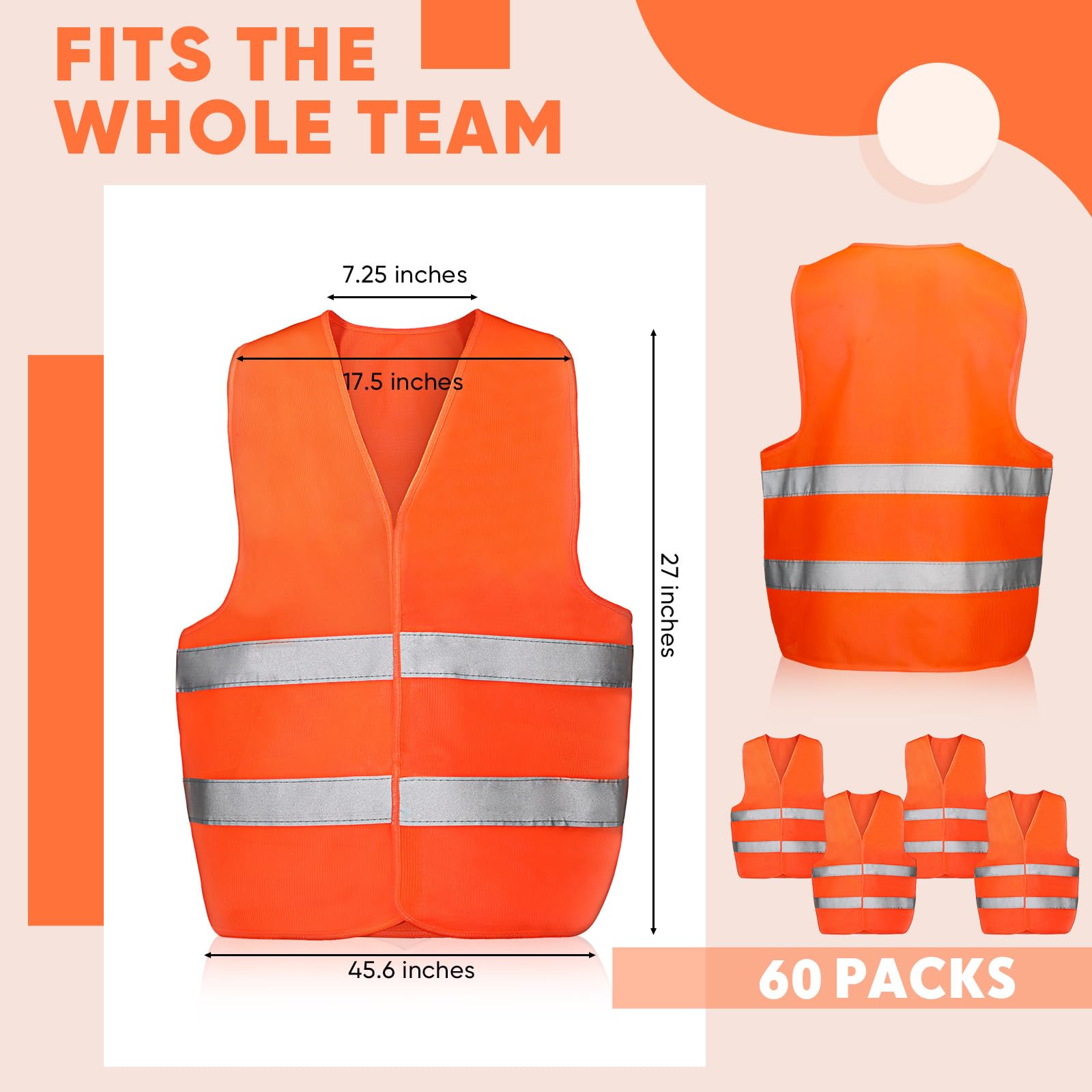 Tarpop orange safety vest back view showing 360-degree reflective coverage