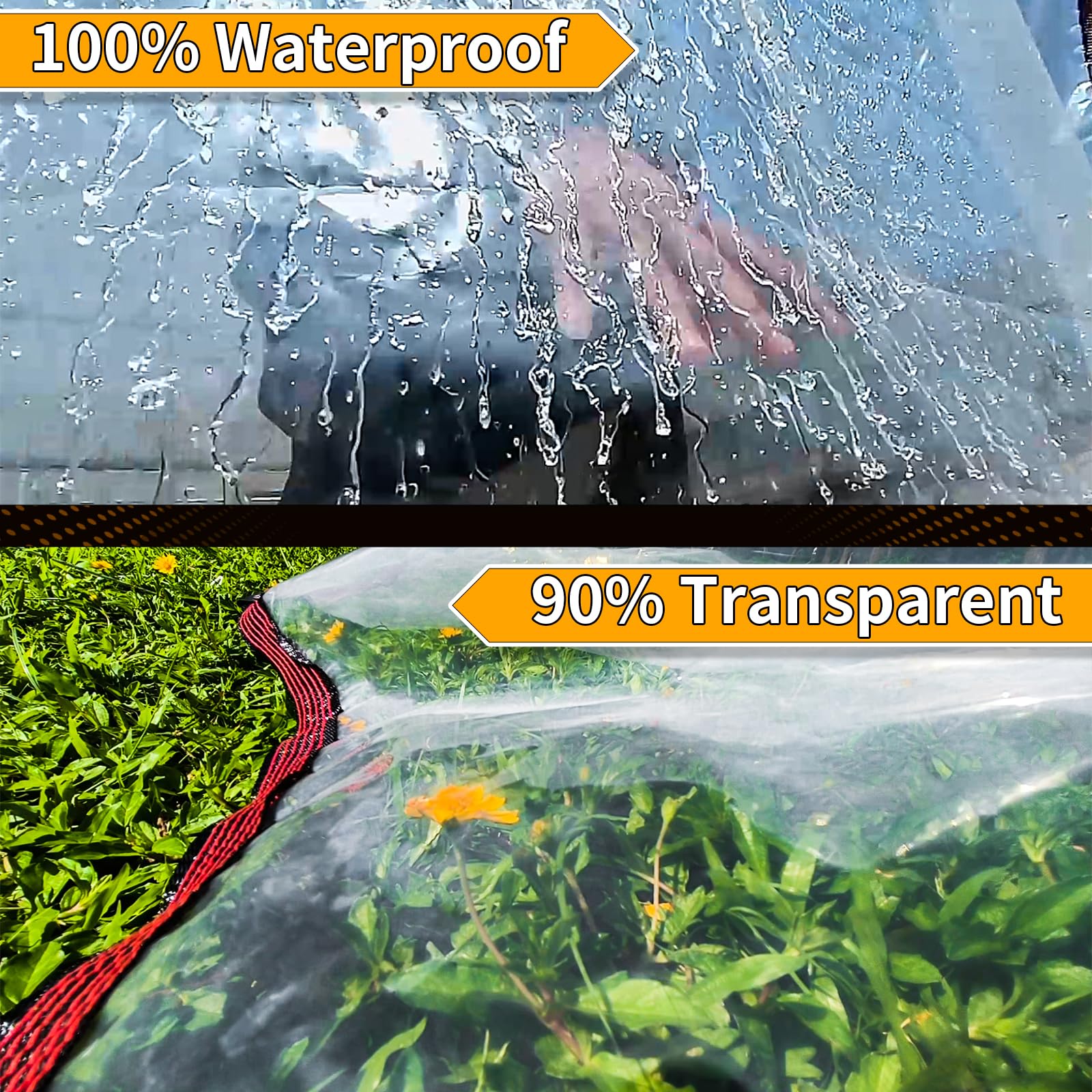 TA*RP YXCN clear tarp on porch or deck for protection from rain and wind.