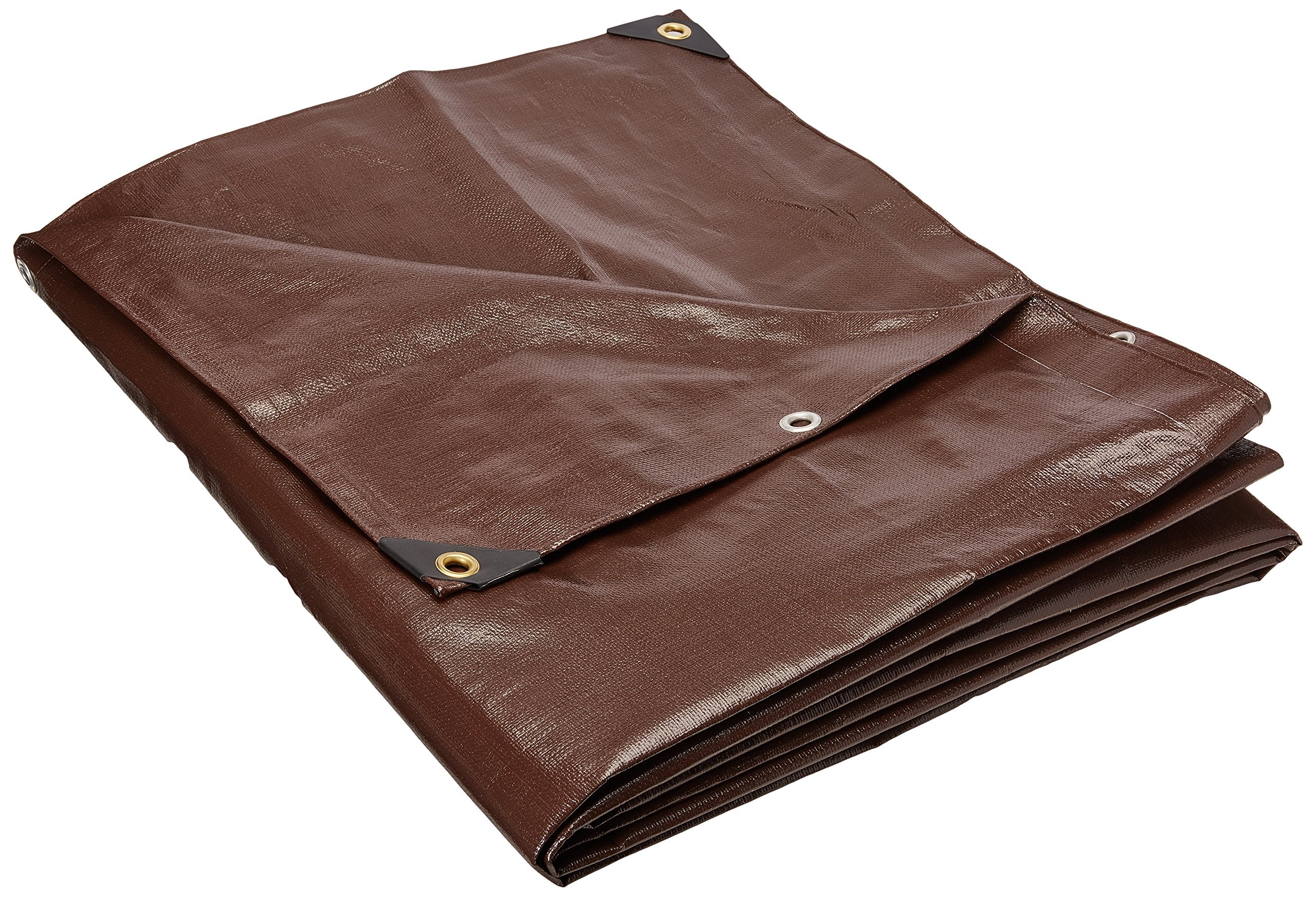 TarpsDirect 4x20 brown tarp with 16 mil thickness for rugged outdoor protection and durability.